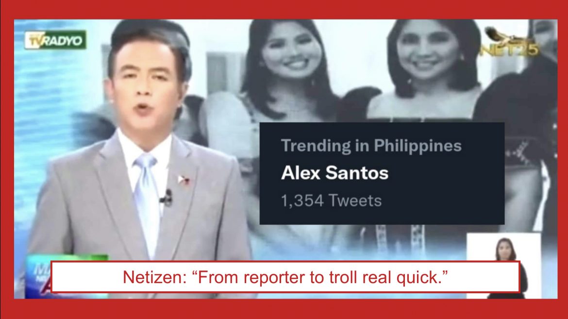 NET25 reporter Alex Santos, trending dahil sa umano’y ‘biased’ at ‘unprofessional’ report